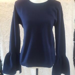 Halogen navy sweater with bell sleeves Small